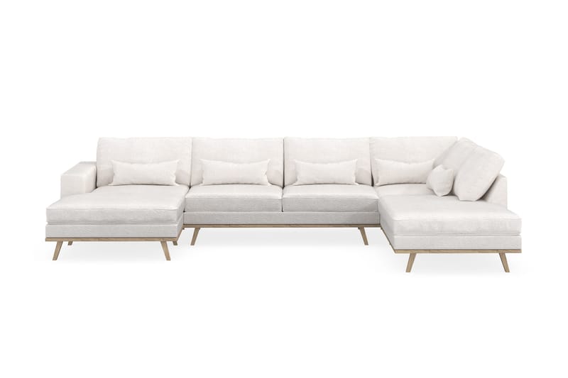 Copenhagen 5-seters Høyrevendt U-formet Sofa med Divan og Sjeselong i Bouclé - Hvit - Møbler - Sofaer - U-sofa