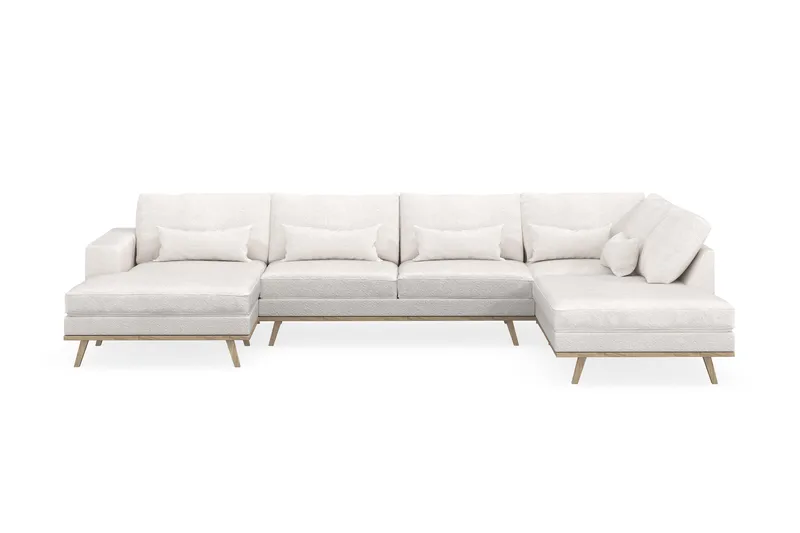 Copenhagen 5-seters Høyrevendt U-formet Sofa med Divan og Sjeselong i Bouclé - Hvit - Møbler - Sofaer - U-sofa