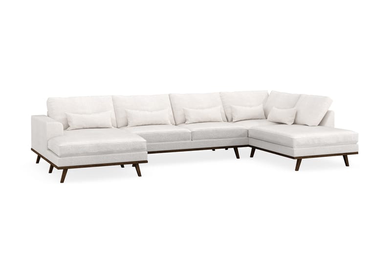 Copenhagen 5-seters Høyrevendt U-formet Sofa med Divan og Sjeselong i Bouclé - Hvit - Møbler - Sofaer - U-sofa
