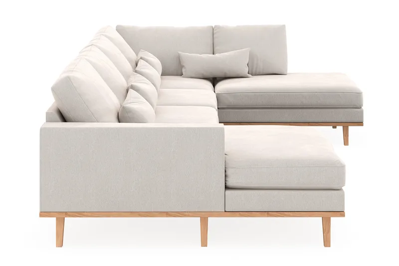 Copenhagen 5-seters Høyrevendt U-formet Sofa med Divan og Sjeselong i Fløyel - Kremhvit - Møbler - Sofaer - U-sofa