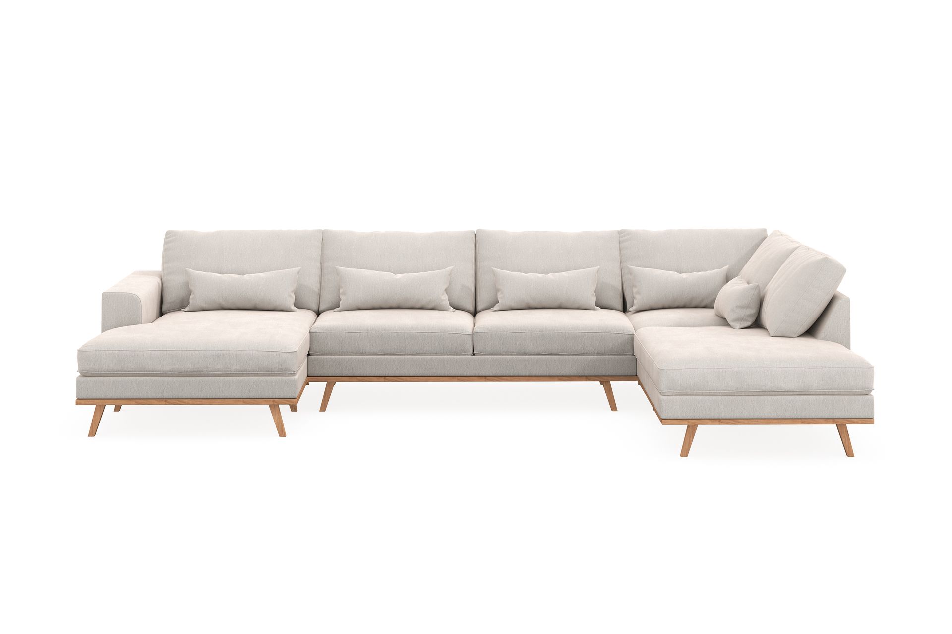 Copenhagen 5-seters Høyrevendt U-formet Sofa med Divan og Sjeselong i Fløyel - Kremhvit - Møbler - Sofaer - U-sofa