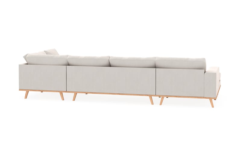 Copenhagen 5-seters Høyrevendt U-formet Sofa med Divan og Sjeselong i Fløyel - Kremhvit - Møbler - Sofaer - U-sofa