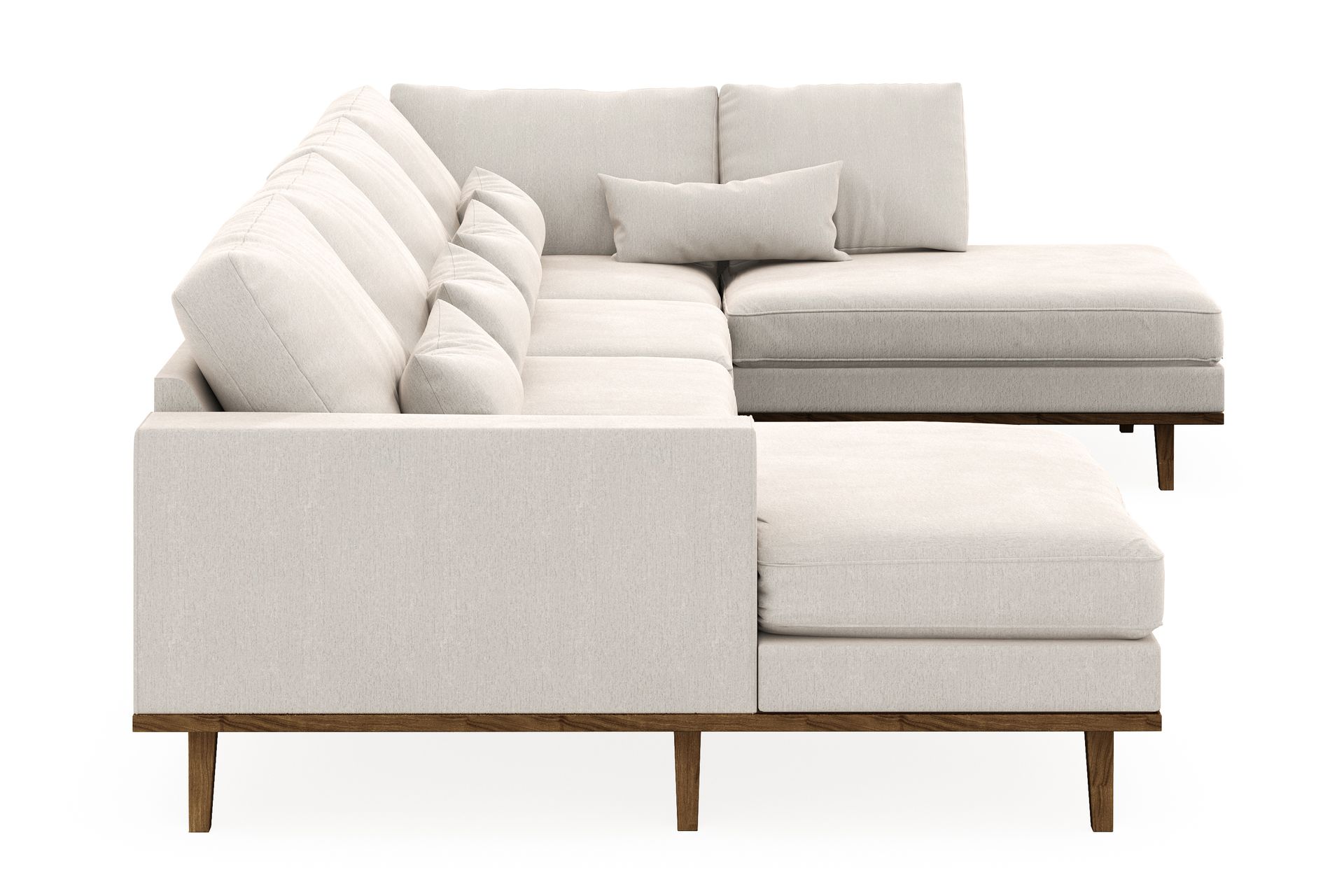 Copenhagen 5-seters Høyrevendt U-formet Sofa med Divan og Sjeselong i Fløyel - Kremhvit - Møbler - Sofaer - U-sofa