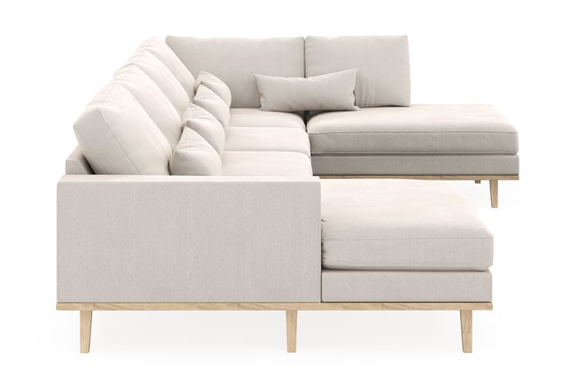 Copenhagen 5-seters Høyrevendt U-formet Sofa med Divan og Sjeselong i Fløyel - Kremhvit - Møbler - Sofaer - U-sofa
