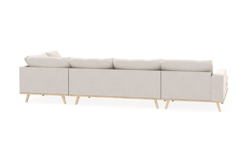 Copenhagen 5-seters Høyrevendt U-formet Sofa med Divan og Sjeselong i Fløyel - Kremhvit - Møbler - Sofaer - U-sofa
