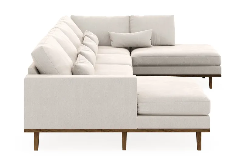 Copenhagen 5-seters Høyrevendt U-formet Sofa med Divan og Sjeselong i Fløyel - Kremhvit - Møbler - Sofaer - U-sofa