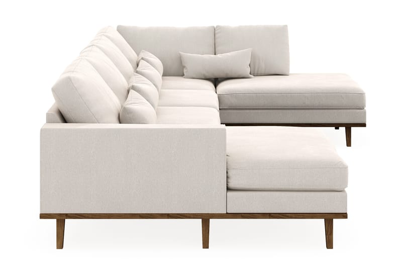 Copenhagen 5-seters Høyrevendt U-formet Sofa med Divan og Sjeselong i Fløyel - Kremhvit - Møbler - Sofaer - U-sofa
