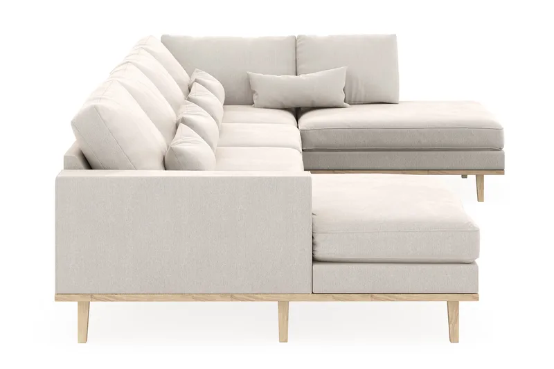 Copenhagen 5-seters Høyrevendt U-formet Sofa med Divan og Sjeselong i Fløyel - Kremhvit - Møbler - Sofaer - U-sofa