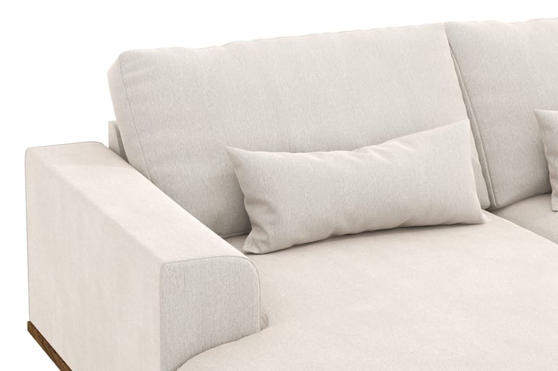 Copenhagen 5-seters Høyrevendt U-formet Sofa med Divan og Sjeselong i Fløyel - Kremhvit - Møbler - Sofaer - U-sofa