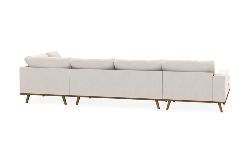 Copenhagen 5-seters Høyrevendt U-formet Sofa med Divan og Sjeselong i Fløyel - Kremhvit - Møbler - Sofaer - U-sofa
