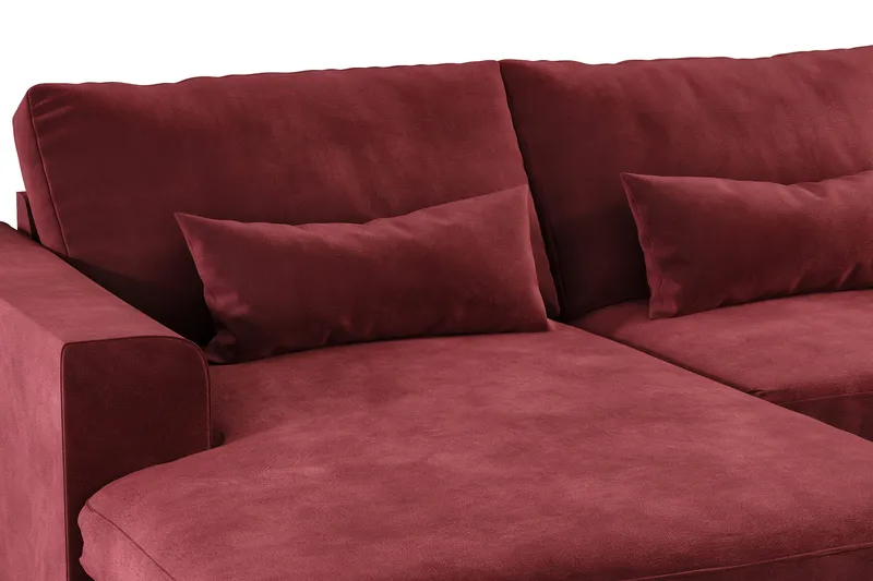 Copenhagen 5-seters Høyrevendt U-formet Sofa med Divan og Sjeselong i Fløyel - Lilla - Møbler - Sofaer - U-sofa