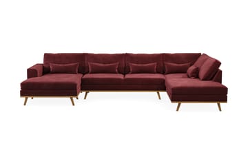 Copenhagen 5-seters Høyrevendt U-formet Sofa med Divan og Sjeselong i Fløyel