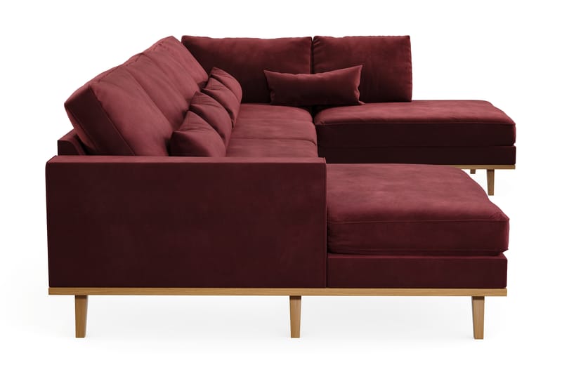 Copenhagen 5-seters Høyrevendt U-formet Sofa med Divan og Sjeselong i Fløyel - Lilla - Møbler - Sofaer - U-sofa