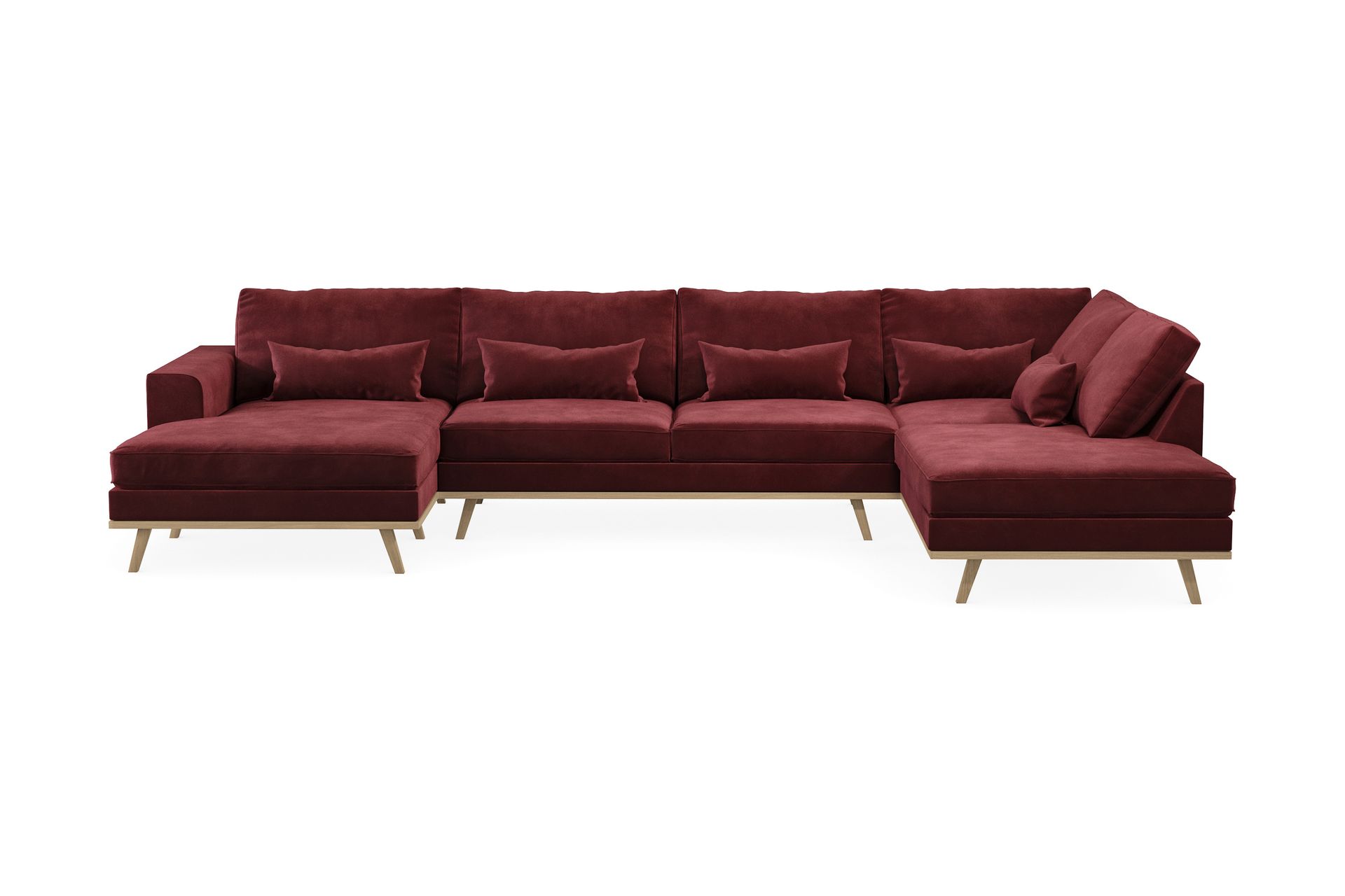 Copenhagen 5-seters Høyrevendt U-formet Sofa med Divan og Sjeselong i Fløyel - Lilla - Møbler - Sofaer - U-sofa