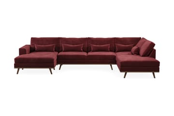 Copenhagen 5-seters Høyrevendt U-formet Sofa med Divan og Sjeselong i Fløyel