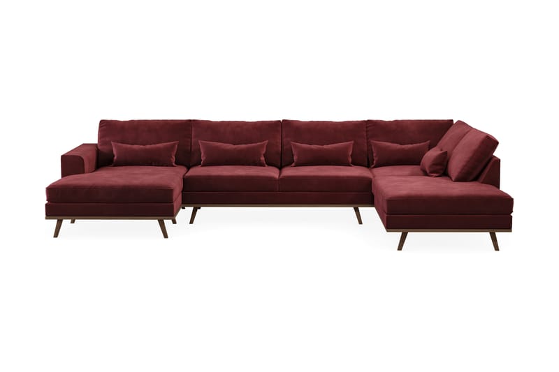 Copenhagen 5-seters Høyrevendt U-formet Sofa med Divan og Sjeselong i Fløyel - Lilla - Møbler - Sofaer - U-sofa