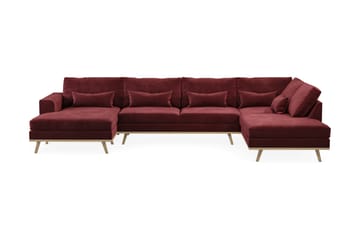 Copenhagen 5-seters Høyrevendt U-formet Sofa med Divan og Sjeselong i Fløyel