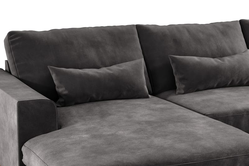 Copenhagen 5-seters Høyrevendt U-formet Sofa med Divan og Sjeselong i Fløyel - Mørk grå - Møbler - Sofaer - U-sofa