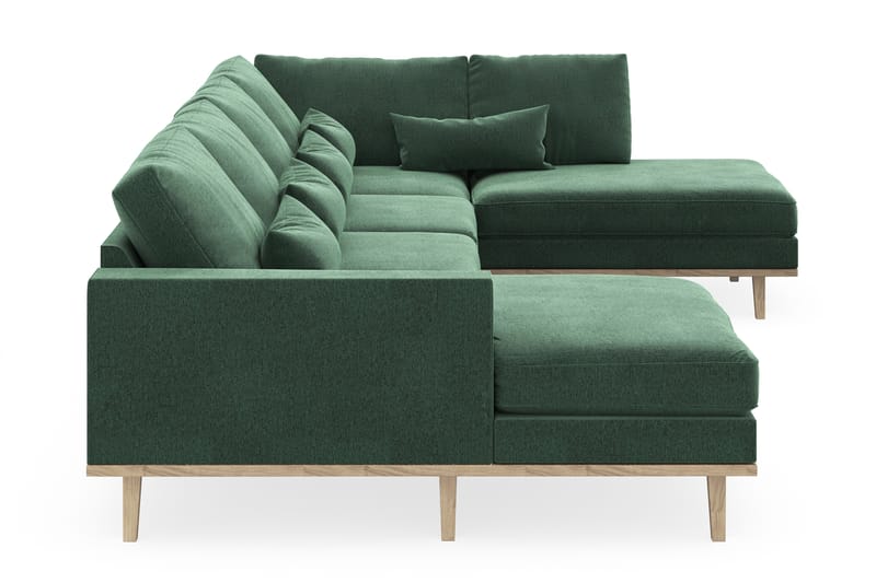 Copenhagen 5-seters Høyrevendt U-formet Sofa med Divan og Sjeselong i Fløyel - Mørk grønn - Møbler - Sofaer - U-sofa