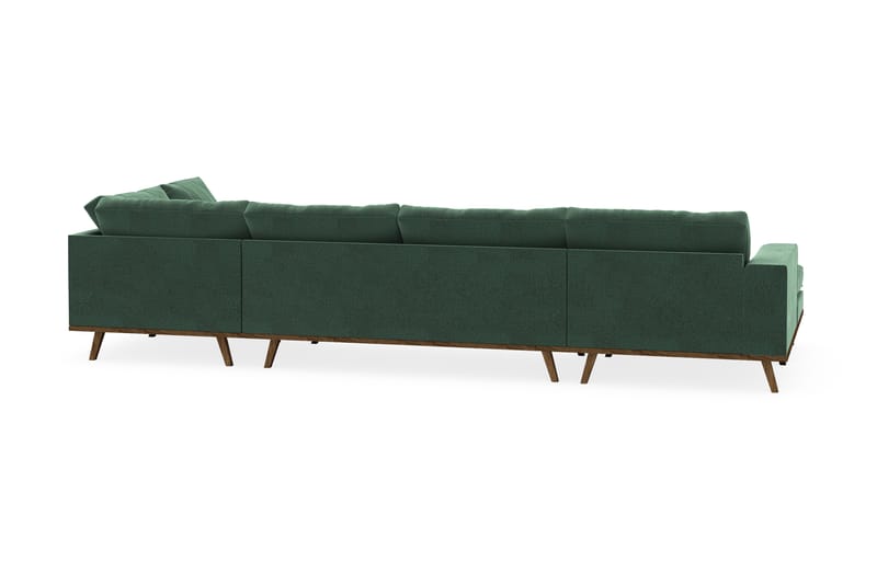 Copenhagen 5-seters Høyrevendt U-formet Sofa med Divan og Sjeselong i Fløyel - Mørk grønn - Møbler - Sofaer - U-sofa