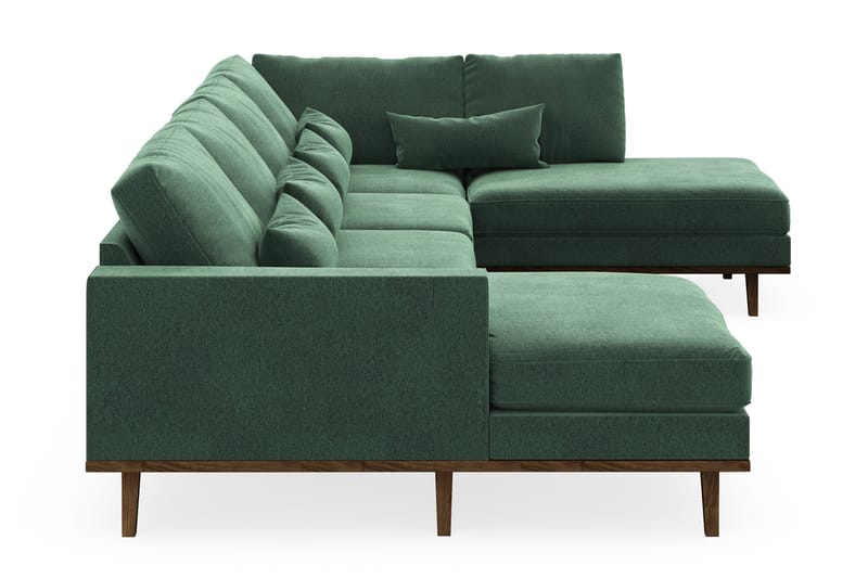 Copenhagen 5-seters Høyrevendt U-formet Sofa med Divan og Sjeselong i Fløyel - Mørk grønn - Møbler - Sofaer - U-sofa