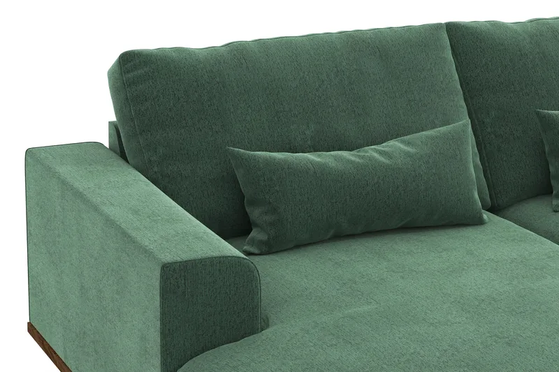 Copenhagen 5-seters Høyrevendt U-formet Sofa med Divan og Sjeselong i Fløyel - Mørk grønn - Møbler - Sofaer - U-sofa