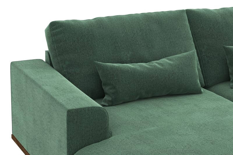 Copenhagen 5-seters Høyrevendt U-formet Sofa med Divan og Sjeselong i Fløyel - Mørk grønn - Møbler - Sofaer - U-sofa