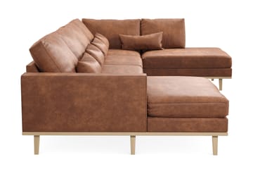 Copenhagen 5-seters Høyrevendt U-formet Sofa med Divan og Sjeselong i Kunstlær - Brun - Møbler - Sofaer - U-sofa