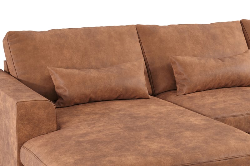 Copenhagen 5-seters Høyrevendt U-formet Sofa med Divan og Sjeselong i Kunstlær - Brun - Møbler - Sofaer - U-sofa
