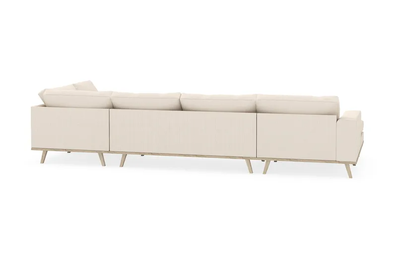 Copenhagen 5-seters Høyrevendt U-formet Sofa med Divan og Sjeselong i Manchester - Beige - Møbler - Sofaer - U-sofa