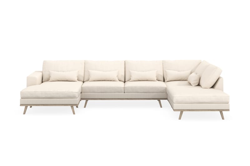 Copenhagen 5-seters Høyrevendt U-formet Sofa med Divan og Sjeselong i Manchester - Beige - Møbler - Sofaer - U-sofa