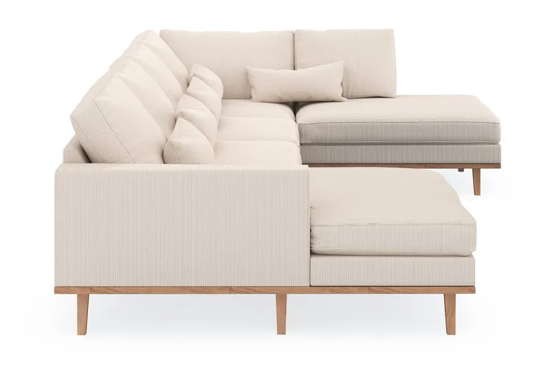 Copenhagen 5-seters Høyrevendt U-formet Sofa med Divan og Sjeselong i Manchester - Beige - Møbler - Sofaer - U-sofa