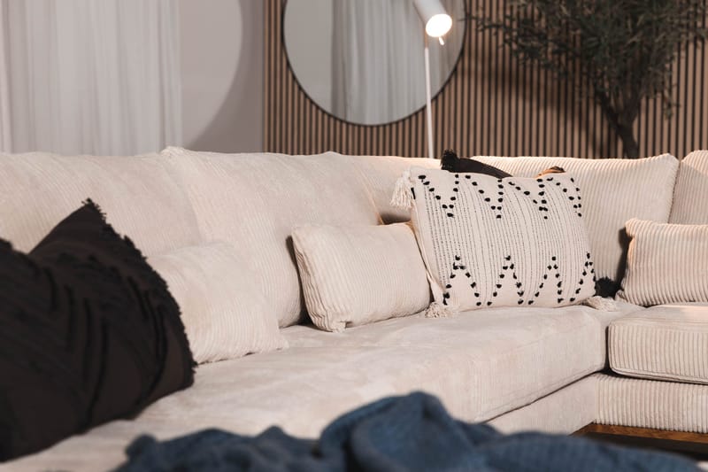 Copenhagen 5-seters Høyrevendt U-formet Sofa med Divan og Sjeselong i Manchester - Beige - Møbler - Sofaer - U-sofa