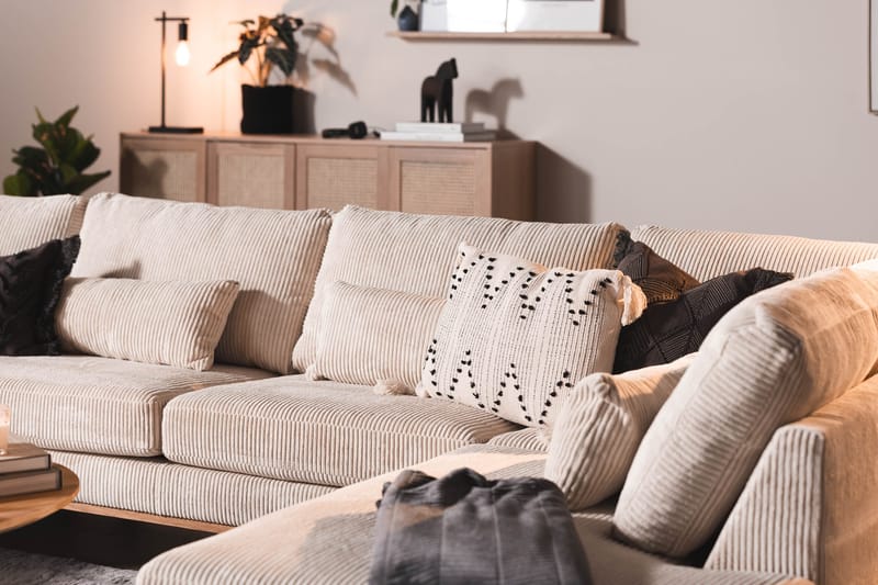 Copenhagen 5-seters Høyrevendt U-formet Sofa med Divan og Sjeselong i Manchester - Beige - Møbler - Sofaer - U-sofa