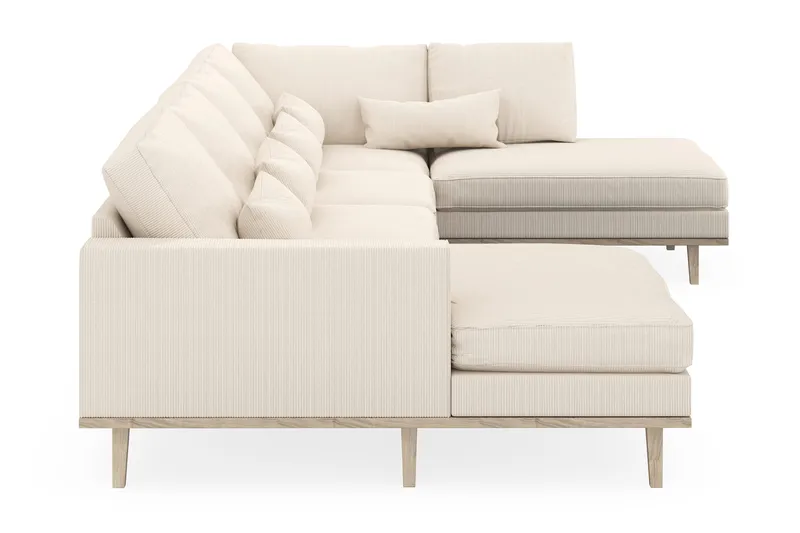 Copenhagen 5-seters Høyrevendt U-formet Sofa med Divan og Sjeselong i Manchester - Beige - Møbler - Sofaer - U-sofa