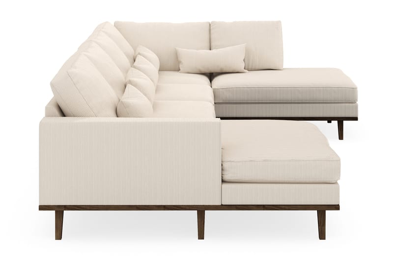 Copenhagen 5-seters Høyrevendt U-formet Sofa med Divan og Sjeselong i Manchester - Beige - Møbler - Sofaer - U-sofa