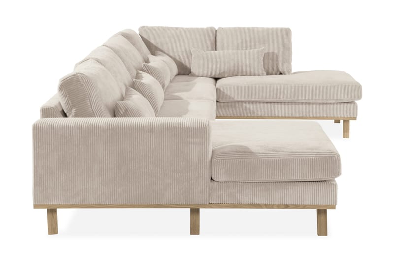 Copenhagen 5-seters Høyrevendt U-formet Sofa med Divan og Sjeselong i Manchester - Beige - Møbler - Sofaer - U-sofa