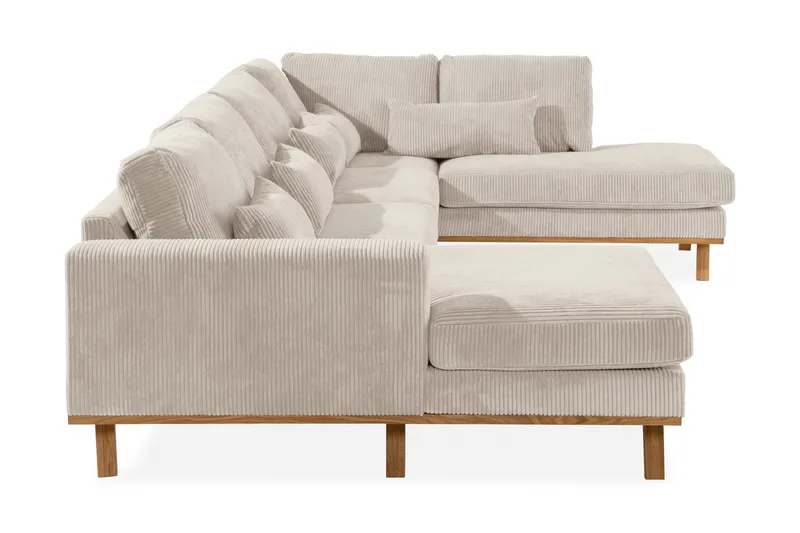 Copenhagen 5-seters Høyrevendt U-formet Sofa med Divan og Sjeselong i Manchester - Beige - Møbler - Sofaer - U-sofa
