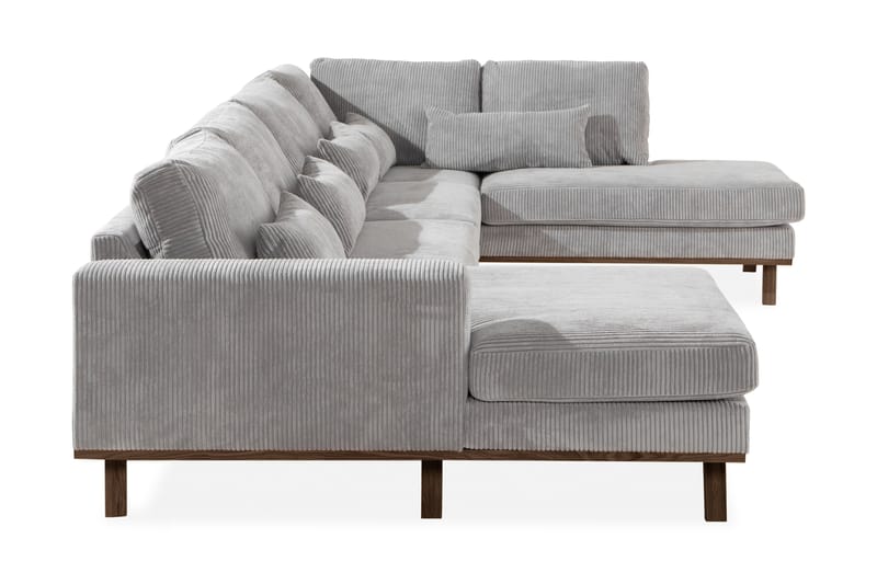 Copenhagen 5-seters Høyrevendt U-formet Sofa med Divan og Sjeselong i Manchester - Lys grå - Møbler - Sofaer - U-sofa