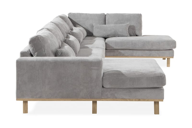 Copenhagen 5-seters Høyrevendt U-formet Sofa med Divan og Sjeselong i Manchester - Lys grå - Møbler - Sofaer - U-sofa