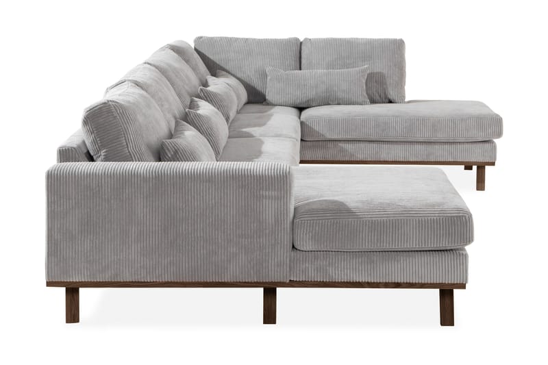 Copenhagen 5-seters Høyrevendt U-formet Sofa med Divan og Sjeselong i Manchester - Lys grå - Møbler - Sofaer - U-sofa