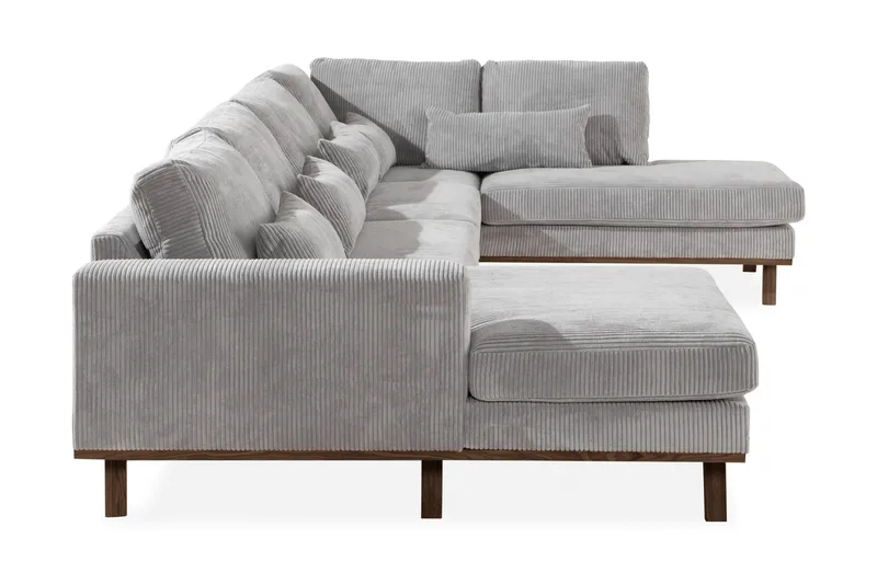 Copenhagen 5-seters Høyrevendt U-formet Sofa med Divan og Sjeselong i Manchester - Lys grå - Møbler - Sofaer - U-sofa
