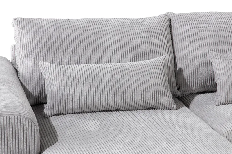 Copenhagen 5-seters Høyrevendt U-formet Sofa med Divan og Sjeselong i Manchester - Lys grå - Møbler - Sofaer - U-sofa