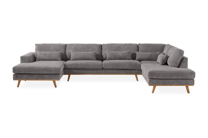 Copenhagen 5-seters Høyrevendt U-formet Sofa med Divan og Sjeselong i Manchester - Mørk grå - Møbler - Sofaer - U-sofa