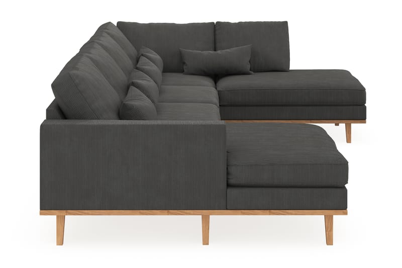 Copenhagen 5-seters Høyrevendt U-formet Sofa med Divan og Sjeselong i Manchester - Mørk grå - Møbler - Sofaer - U-sofa