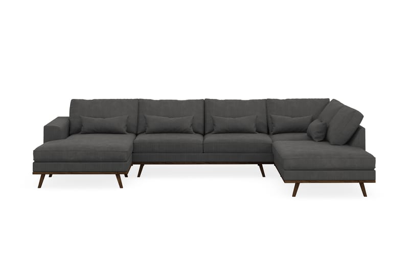 Copenhagen 5-seters Høyrevendt U-formet Sofa med Divan og Sjeselong i Manchester - Mørk grå - Møbler - Sofaer - U-sofa