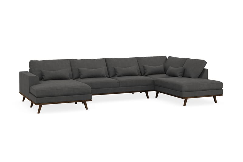 Copenhagen 5-seters Høyrevendt U-formet Sofa med Divan og Sjeselong i Manchester - Mørk grå - Møbler - Sofaer - U-sofa