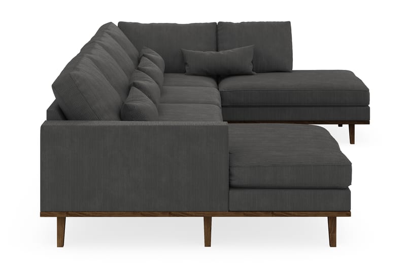 Copenhagen 5-seters Høyrevendt U-formet Sofa med Divan og Sjeselong i Manchester - Mørk grå - Møbler - Sofaer - U-sofa