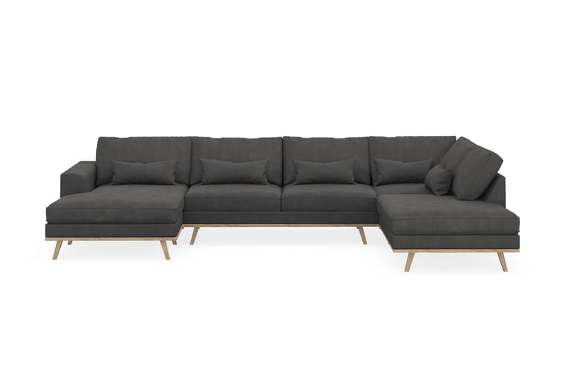 Copenhagen 5-seters Høyrevendt U-formet Sofa med Divan og Sjeselong i Manchester - Mørk grå - Møbler - Sofaer - U-sofa