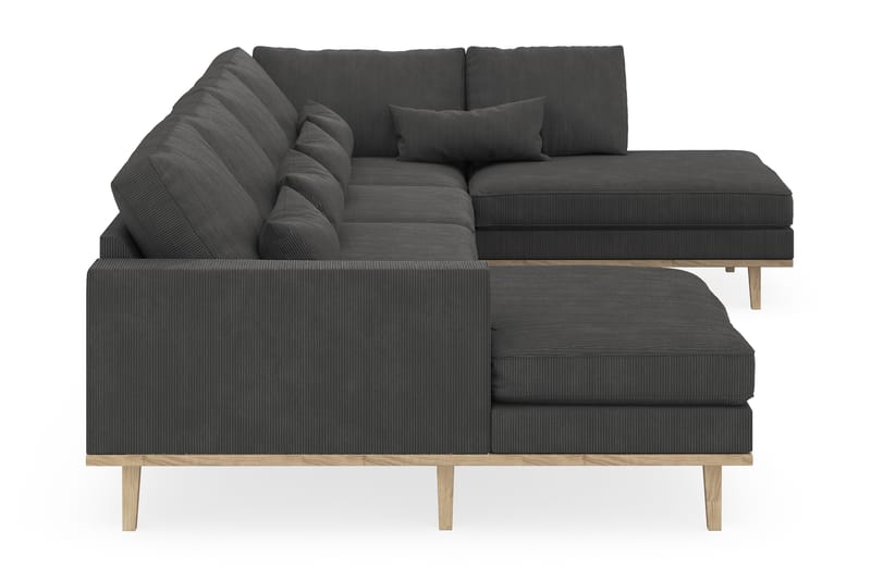 Copenhagen 5-seters Høyrevendt U-formet Sofa med Divan og Sjeselong i Manchester - Mørk grå - Møbler - Sofaer - U-sofa